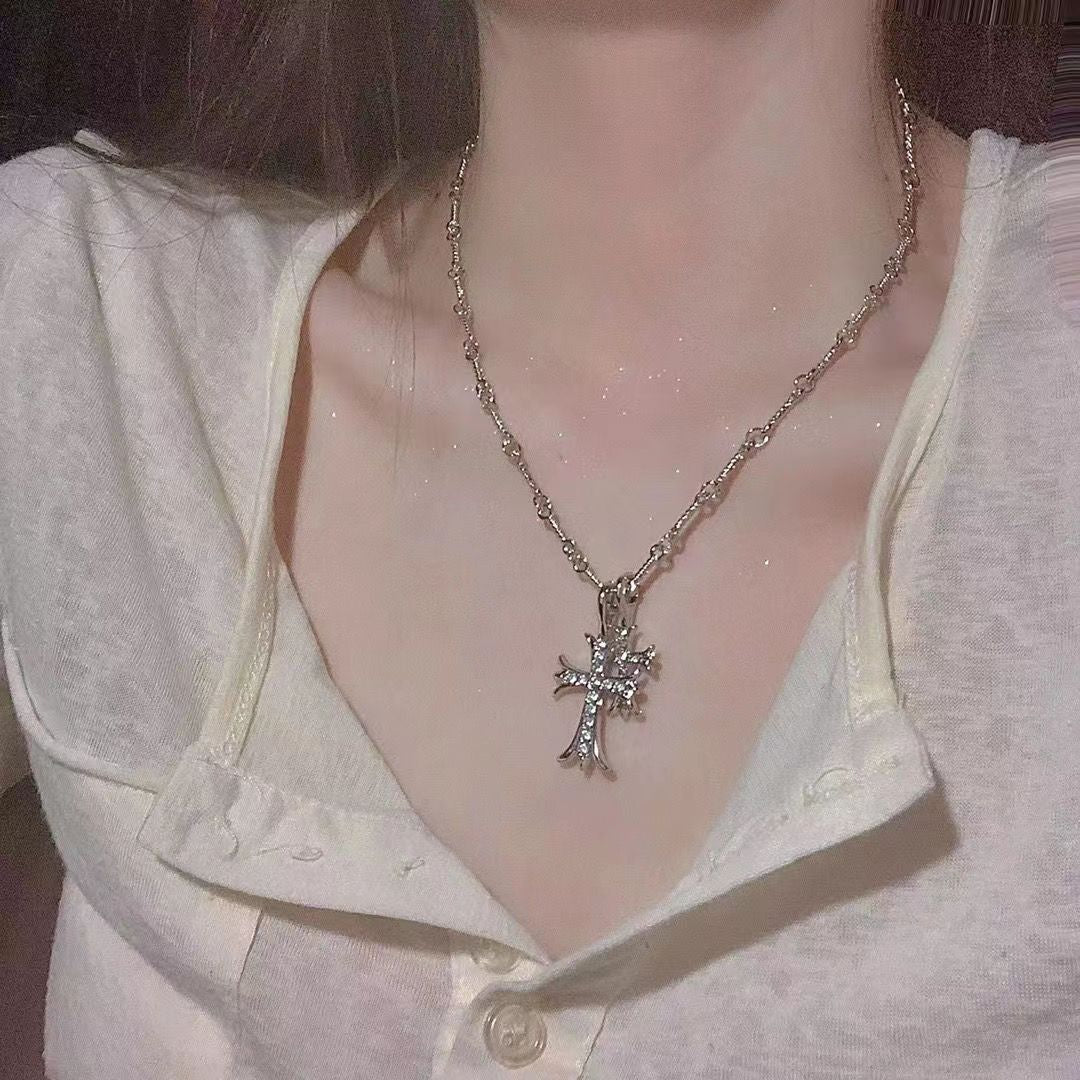 Double Cross Alloy Necklace