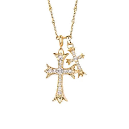 Double Cross Alloy Necklace