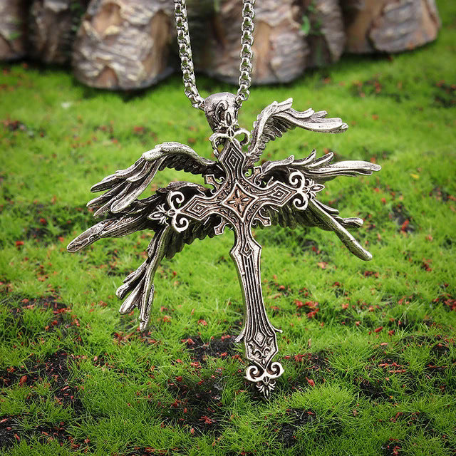 Winged Angel Cross Necklace