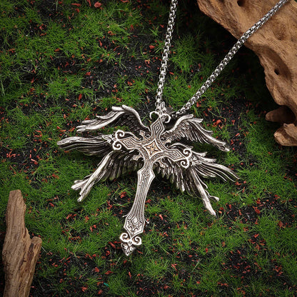 Winged Angel Cross Necklace
