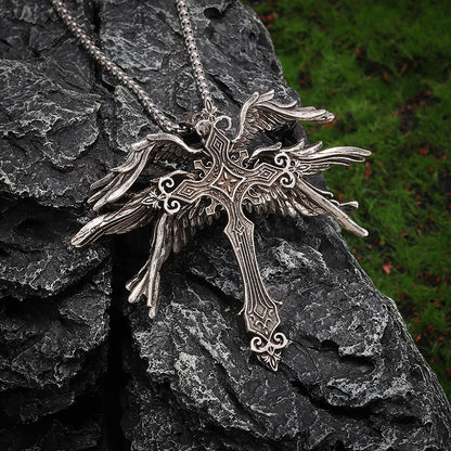 Winged Angel Cross Necklace