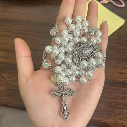 Pearl Chain Cross Necklace