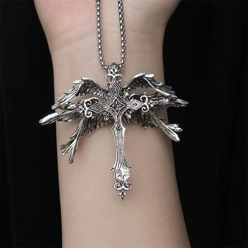 Winged Angel Cross Necklace