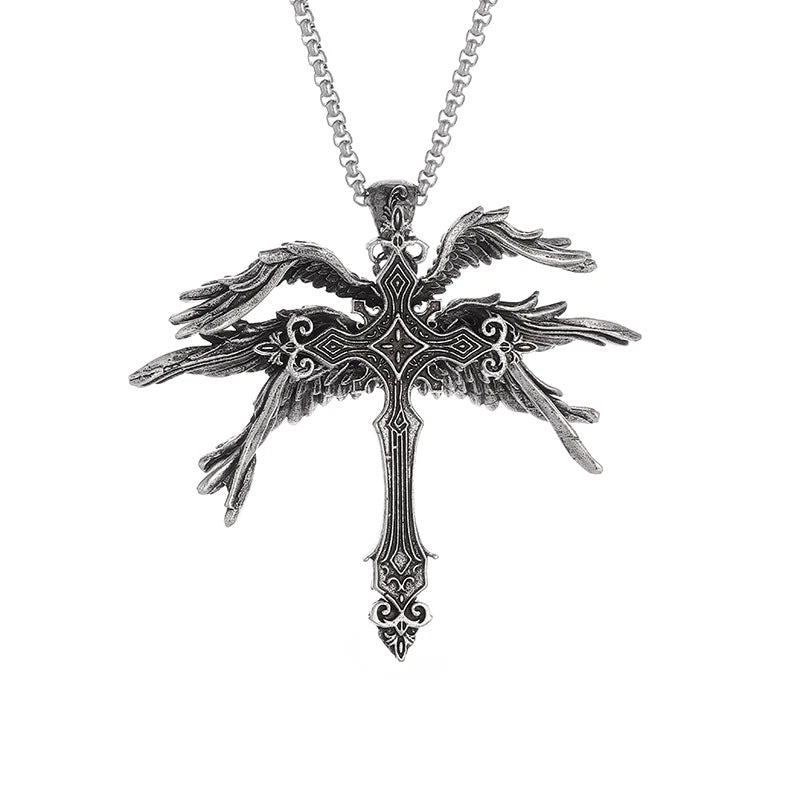 Winged Angel Cross Necklace