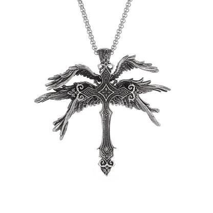 Winged Angel Cross Necklace