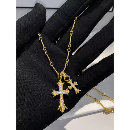 Double Cross Alloy Necklace