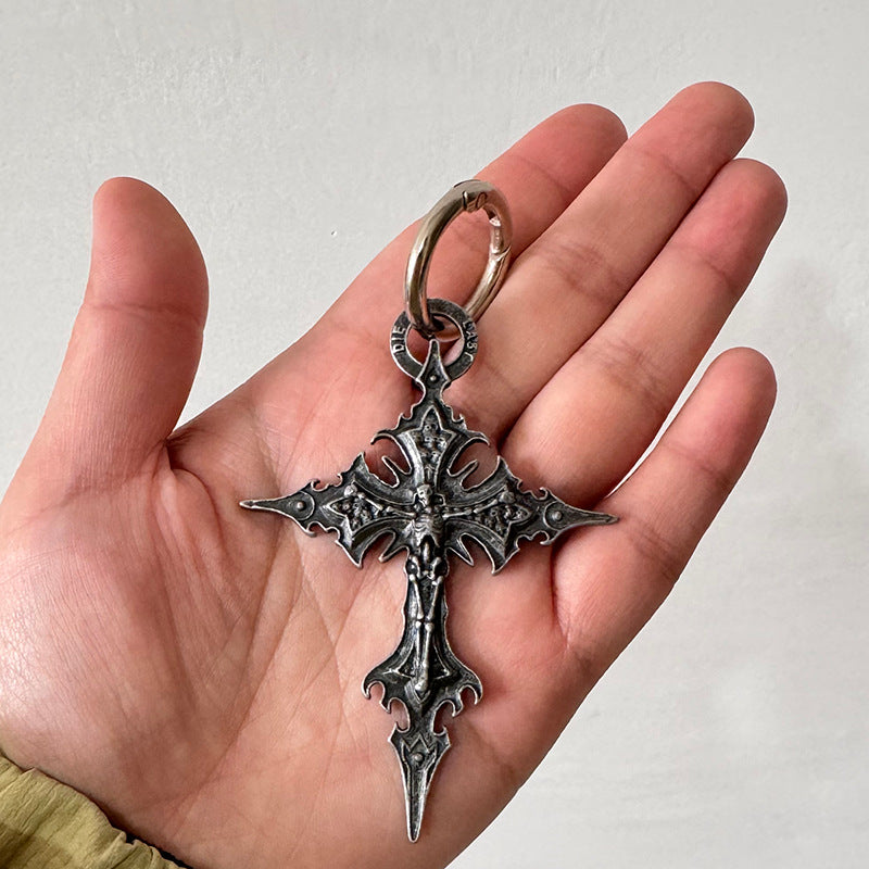 Gothic Crucifix Skull Pendant Necklace