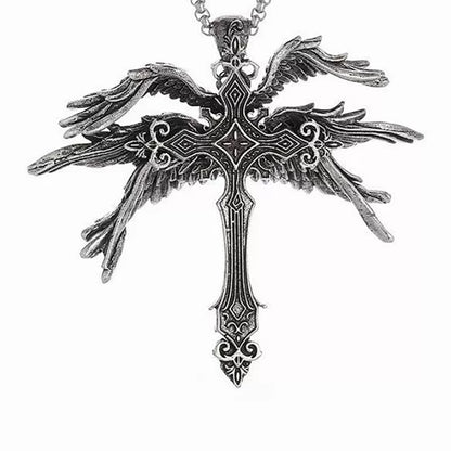 Winged Angel Cross Necklace
